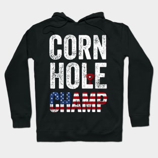 Cornhole Champ Funny Toss Bean Bag Game USA flag Cornhole Hoodie